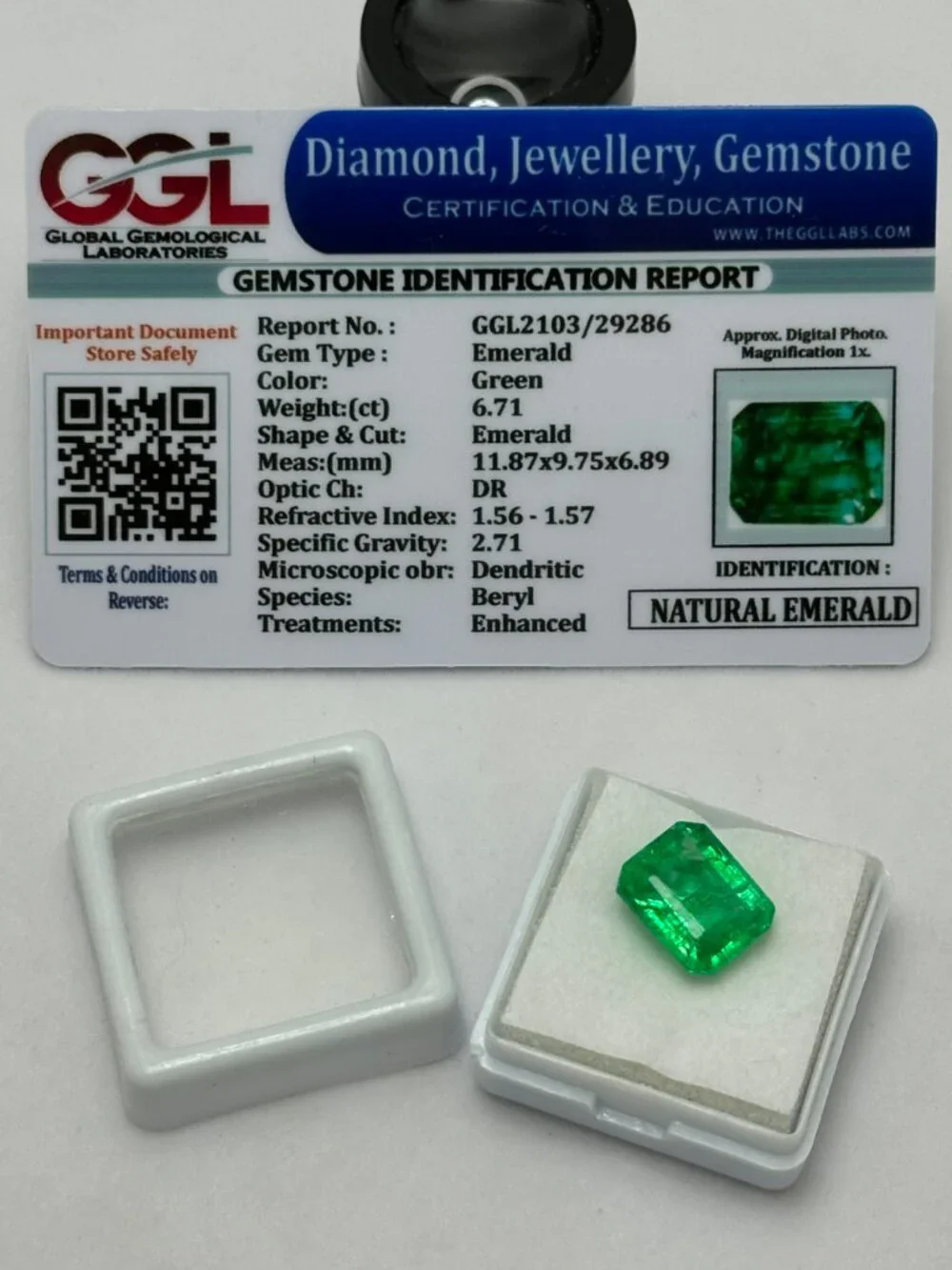 Certified Emerald Cut Emerald *enhanced*